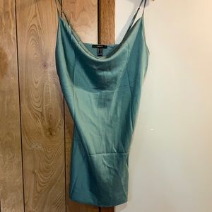 emerald green satin dress